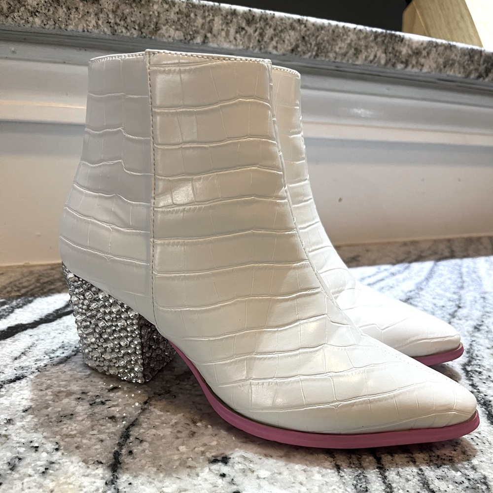Pink/White Barbie Bejeweled Booties